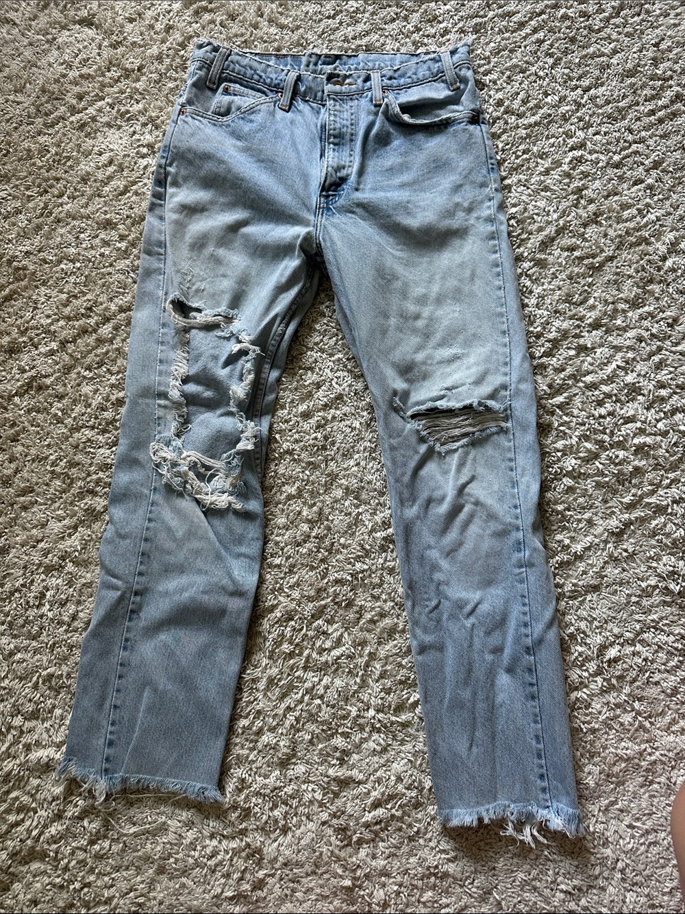 Levi’s Vintage Light Blue Distressed Straight-Leg Jeans